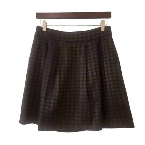 Halogen Womens Skirt Size 6 Petite Houndstooth Mini Pleated A-Line Pockets Black - Picture 1 of 5